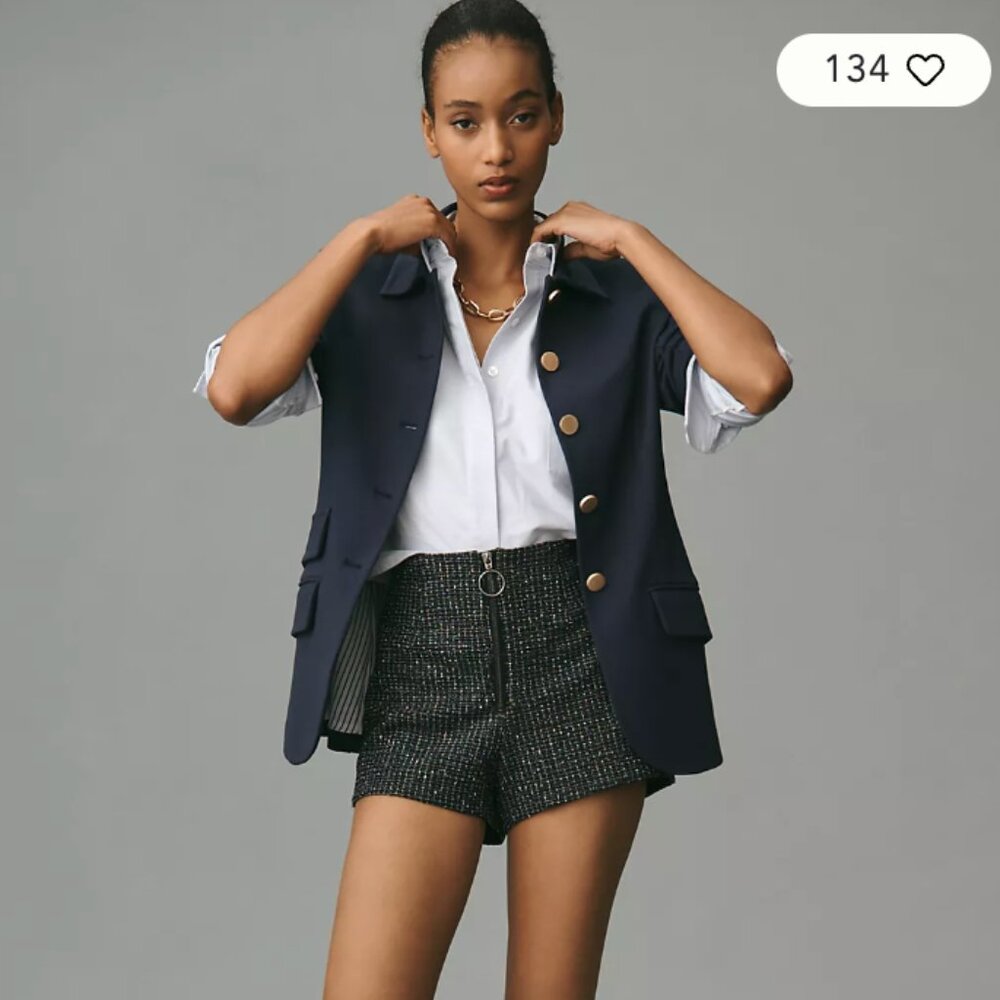 Anthropologie Maeve Tweed Zip-Front Shorts